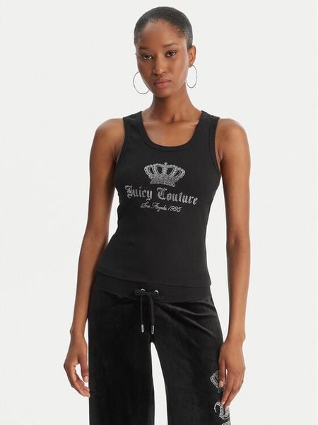 Juicy Couture Top Gothic Crown JCBLV126807 Czarny Slim Fit. Czarne topy Juicy Couture, l, bez wzorów, z bawełny, bez kołnierzyka, bez ramiączek. Za 199,99 zł.