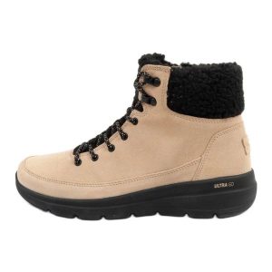 Buty Skechers Glacial Ultra-Woodlands 16677/NTBK beżowy. Brązowe botki na zimę, bez wzorów, z materiału, bez obcasa, bez zapięcia. Za 432,01 zł.