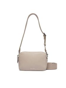 Calvin Klein Torebka Webbing Double Strap Camera Bag LV04F3165G Beżowy. Brązowe listonoszki Calvin Klein, bez wzorów, ze skóry, bez dodatków. Za 299,99 zł.