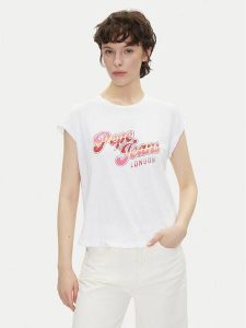 Pepe Jeans T-Shirt Rosalie PL506033 Biały Regular Fit. Białe t-shirty Pepe Jeans, l, bez wzorów, z bawełny, bez kołnierzyka, bez ramiączek. Za 99,99 zł.