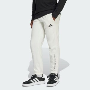 Spodnie adidas Slogan Fleece Pants. Białe spodnie dresowe ADIDAS, bez wzorów, z dresówki. W wyprzedaży za 96,85 zł.