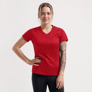 Funkcjonalna koszulka damska Rogelli PROMOTION LADY. Czerwone koszulki sportowe Rogelli, bez wzorów, bez ramiączek. Za 49,00 zł.