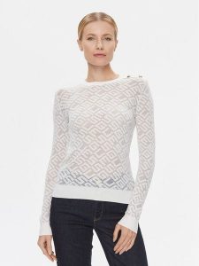 Guess Sweter W4RR28 Z3C90 Biały Slim Fit. Białe swetry klasyczne Guess, l, z syntetyku, bez kołnierzyka. Za 599,99 zł.