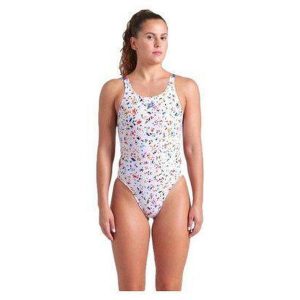 Damski kostium kąpielowy 1-częściowy Arena Confetti Tec. Białe stroje jednoczęściowe Arena, bez wzorów. Za 301,50 zł.