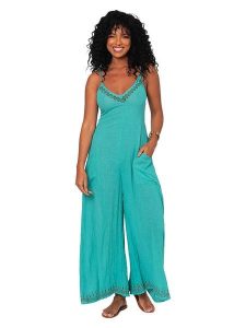 Aller Simplement Kombinezon w kolorze turkusowym rozmiar: 38/40. Niebieskie kombinezony Aller Simplement, bez wzorów, z bawełny, bez kołnierzyka, bez ramiączek. Za 86,99 zł.