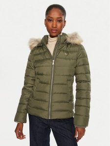 Tommy Hilfiger Kurtka puchowa DW0DW18312 Zielony Slim Fit. Zielone kurtki TOMMY HILFIGER, xs, bez wzorów, z puchu, bez kaptura. Za 549,99 zł.
