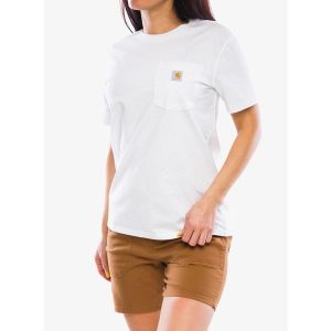Koszulka bawełniana damska Carhartt Workwear Pocket S/S T-Shirt. Białe koszulki sportowe CARHARTT, bez wzorów, z bawełny, bez ramiączek. Za 93,99 zł.