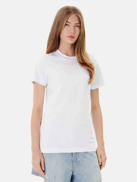 PINKO T-Shirt Start 101752 A2RD Biały Regular Fit. Białe t-shirty Pinko, xs, bez wzorów, z bawełny, bez kołnierzyka, bez ramiączek. Za 259,99 zł.