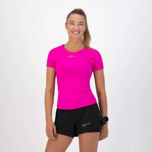 Koszulka do biegania damska Essential. Czerwone koszulki sportowe Rogelli, bez wzorów, bez ramiączek, do biegania. W wyprzedaży za 60,00 zł.