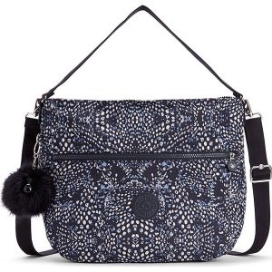 Torebka "Fenna" w kolorze granatowo-białym - 37 x 31 x 9,5 cm. Torebki klasyczne marki Kipling. W wyprzedaży za 150,95 zł.