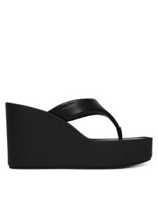 Calvin Klein Japonki Wedge 70 Sndl Thong Lth HW0HW02880 Czarny. Czarne klapki Calvin Klein, bez wzorów, ze skóry, bez obcasa. Za 489,99 zł.