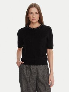 KAOS Sweter RI1NT071 Czarny Regular Fit. Czarne swetry klasyczne KAOS, l, z syntetyku, bez kołnierzyka. Za 579,99 zł.