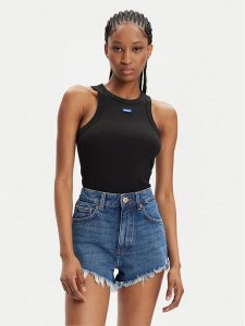 Hugo Top Easy 50508857 Czarny Slim Fit. Czarne topy Hugo, l, bez wzorów, z bawełny, bez kołnierzyka, bez ramiączek. Za 139,99 zł.
