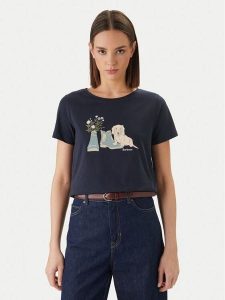 Barbour T-Shirt Brambles LTS0712NY73 Granatowy Regular Fit. Niebieskie t-shirty Barbour, bez wzorów, z bawełny, bez kołnierzyka, bez ramiączek. Za 169,99 zł.