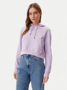 Guess Jeans Bluza W5GQ22 K68I4 Fioletowy Regular Fit. Fioletowe bluzy Guess Jeans, xs, z aplikacjami, z bawełny, bez kaptura. Za 174,00 zł.