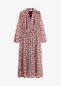 Sukienka szyfonowa z kontrastowymi lamówkami. Czarne sukienki bonprix, bez wzorów, z szyfonu, eleganckie, bez kołnierzyka, bez ramiączek. Za 189,99 zł.