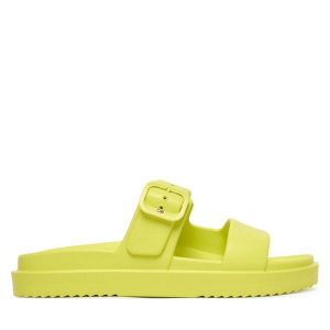 Klapki Tommy Hilfiger. Żółte klapki TOMMY HILFIGER, bez wzorów, bez obcasa. Za 209,99 zł.