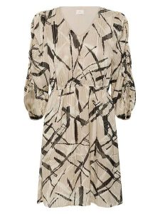 Kaffe Sukienka w kolorze beżowo-brązowym rozmiar: 40. Brązowe sukienki Kaffe, bez wzorów, bez kołnierzyka, bez ramiączek, mini. Za 165,99 zł.