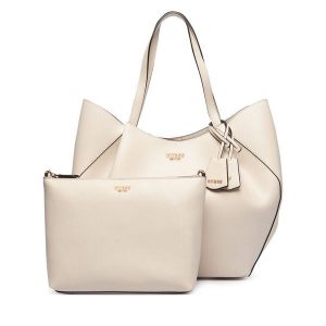Torebka Guess. Białe shopper bag Guess, z aplikacjami, bez dodatków. Za 642,99 zł.