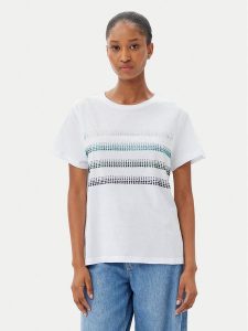 Marella T-Shirt Foglia 2515971042 Biały Regular Fit. Białe t-shirty Marella, s, bez wzorów, z bawełny, bez kołnierzyka, bez ramiączek. Za 199,99 zł.