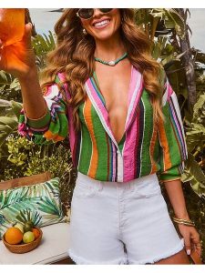 Milan Kiss Bluzka w kolorze zielono-różowym rozmiar: M. Zielone bluzki Milan Kiss, m, bez wzorów, bez kołnierzyka, bez ramiączek. Za 146,45 zł.