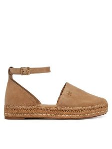 Tommy Hilfiger Espadryle Th Platform Espad Suede Strap FW0FW09144 Beżowy. Brązowe espadryle TOMMY HILFIGER, bez wzorów, ze skóry, bez obcasa. Za 409,99 zł.