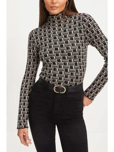 Milan Kiss Koszulka w kolorze czarno-beżowym ze wzorem rozmiar: S. Brązowe bluzki Milan Kiss, s, bez wzorów, bez kołnierzyka, bez ramiączek. Za 109,26 zł.