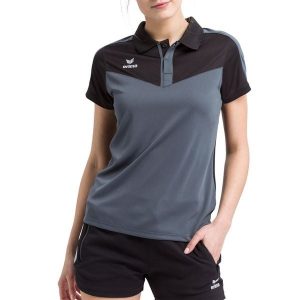 Damska koszulka polo Erima Squad. Czarne bluzki Erima, l, bez wzorów, z materiału, sportowe, bez kołnierzyka, bez ramiączek. W wyprzedaży za 139,35 zł.