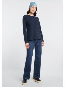 ELBSAND Koszulka "Sanne" w kolorze granatowym rozmiar: XL. Niebieskie bluzki ELBSAND, xl, bez wzorów, z bawełny, bez kołnierzyka, bez ramiączek. Za 86,99 zł.