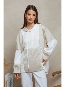 Plume Bluza "Azika" w kolorze beżowo-białym rozmiar: S. Białe bluzy Plume, s, bez wzorów, z kapturem. Za 131,43 zł.