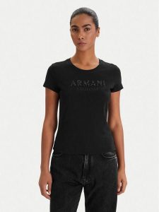 Armani Exchange T-Shirt XW002106 AF10356 UC001 Czarny Slim Fit. Czarne t-shirty Armani Exchange, s, bez wzorów, z bawełny, bez kołnierzyka, bez ramiączek. Za 286,99 zł.
