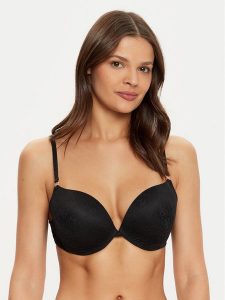 Guess Biustonosz z fiszbiną O5RC12 KCLB0 Czarny. Czarne biustonosze Guess, z aplikacjami, z syntetyku. Za 139,99 zł.