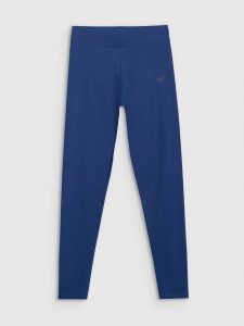 4F Legginsy dzianinowe damskie - granatowe XXL. Niebieskie legginsy 4f, bez wzorów, z bawełny, z podwyższonym stanem. Za 79,99 zł.