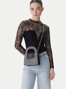 Guess Torebka J6RZ25 W4100 Czarny. Czarne torebki klasyczne Guess, z aplikacjami, z materiału, bez dodatków. Za 269,99 zł.