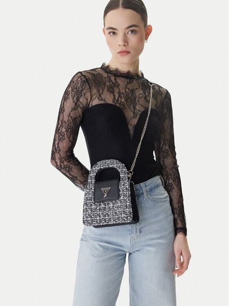 Guess Torebka J6RZ25 W4100 Czarny. Czarne torebki klasyczne Guess, z aplikacjami, z materiału, bez dodatków. Za 217,99 zł.