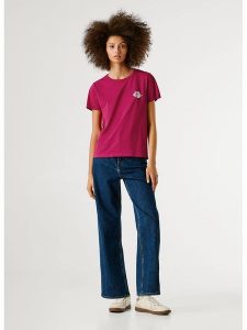 Pepe Jeans Koszulka "Brule" w kolorze czerwonym rozmiar: L. Czerwone bluzki Pepe Jeans, l, bez wzorów, z bawełny, bez kołnierzyka, bez ramiączek. Za 104,99 zł.
