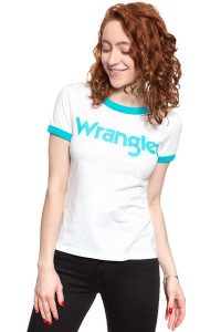WRANGLER T SHIRT DAMSKI SS RINGER TEE OFF WHITE W7Z3EV737 112132162. Białe t-shirty Wrangler, xs, bez wzorów, bez kołnierzyka, bez ramiączek. Za 69,99 zł.