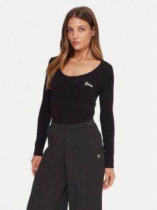 Guess Body V5BP09 KCBF1 Czarny Slim Fit. Czarne body i gorsety Guess, z aplikacjami, z bawełny. Za 149,99 zł.