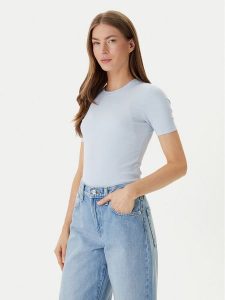 Calvin Klein T-Shirt LV044D246G Błękitny Slim Fit. Niebieskie t-shirty Calvin Klein, xs, bez wzorów, bez kołnierzyka, bez ramiączek. Za 289,99 zł.