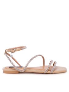Nine West Sandały WFA2766-1 Beżowy. Brązowe sandały Nine West, bez wzorów, z syntetyku, bez obcasa, na płaskiej podeszwie, bez zapięcia. Za 199,99 zł.