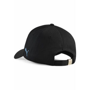 Czapka z daszkiem Essentials Olympique Marsylia PUMA Black Bleu Azur Blue. Czarne czapki Puma, w ażurowe wzory, sportowe. Za 99,00 zł.