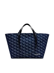 Desigual Torebka Cahuil 24WAXA21 Granatowy. Niebieskie shopper bag Desigual, bez wzorów, z materiału, bez dodatków. Za 299,99 zł.