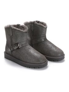 NICEBAY Skórzane botki zimowe "Wissal" w kolorze szarym rozmiar: 38. Szare botki NICEBAY, na zimę, bez wzorów, z materiału, bez obcasa, bez zapięcia. Za 188,85 zł.