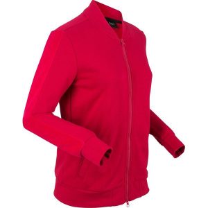 Bluza rozpinana z aksamitnymi wstawkami, długi rękaw bonprix ciemnoczerwony. Bluzy marki bonprix. Za 54,99 zł.