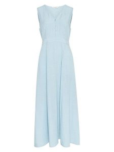 MOSS COPENHAGEN Sukienka w kolorze błękitnym rozmiar: L. Niebieskie sukienki Moss Copenhagen, l, bez wzorów, bez kołnierzyka, bez ramiączek, maxi. Za 259,95 zł.
