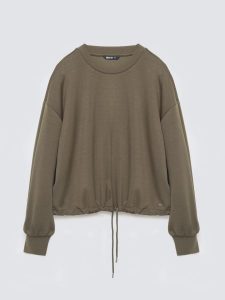 Bluza damska z wiskozy khaki Lunara 303. Zielone bluzy Big Star, l, bez wzorów, z dresówki, bez kaptura. Za 199,99 zł.