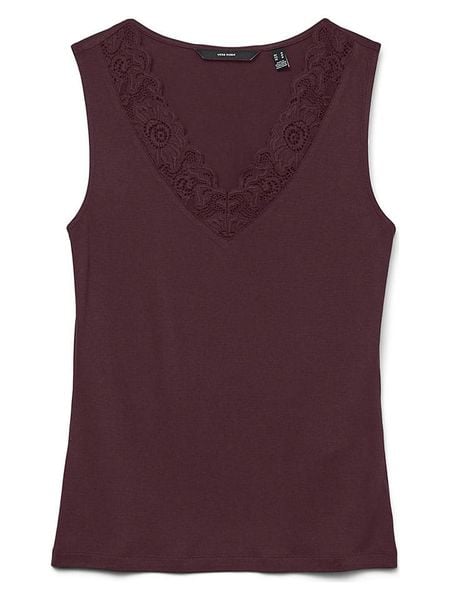 Vero Moda Top w kolorze bordowym rozmiar: XL. Czerwone topy Vero Moda, xl, bez wzorów, z koronki, bez kołnierzyka, bez ramiączek. Za 60,95 zł.