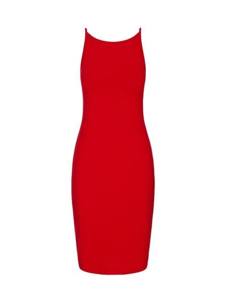 Risk made in warsaw Sukienka "Veni Vidi Vici" w kolorze czerwonym rozmiar: L. Czerwone sukienki Risk made in Warsaw, l, bez wzorów, bez kołnierzyka, bez ramiączek, midi. Za 100,52 zł.