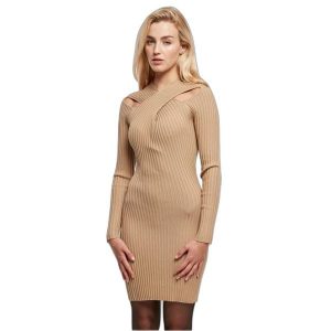 Damska sukienka z dzianiny w prążki Urban Classics. Brązowe sukienki Urban Classics, xl, bez wzorów, z dzianiny, eleganckie, bez kołnierzyka, bez ramiączek, sportowe. Za 305,50 zł.