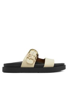 Tommy Hilfiger Klapki FW0FW08512 Écru. Klapki TOMMY HILFIGER, bez wzorów, ze skóry, bez obcasa. Za 379,99 zł.